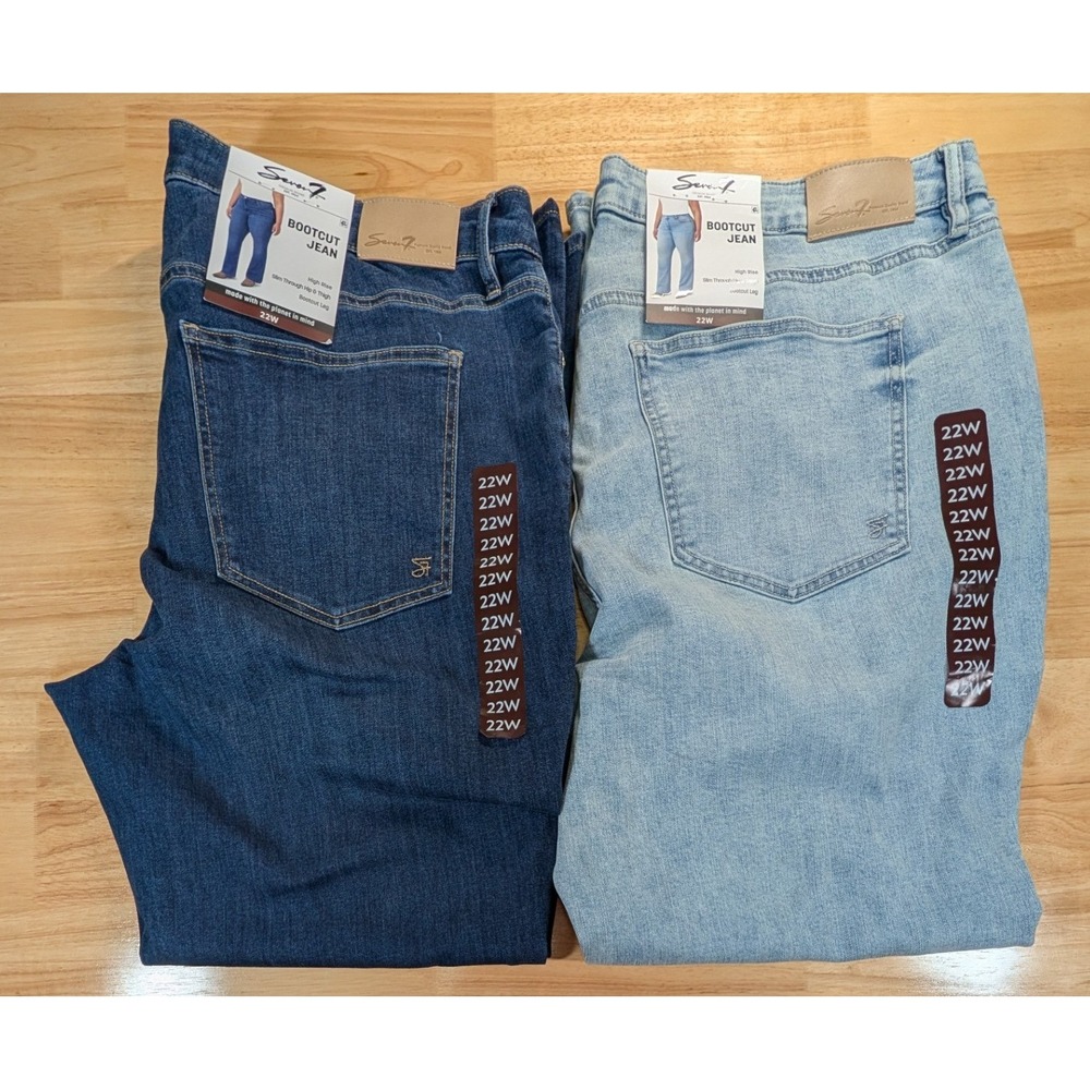 Seven7 High Rise Slim Bootcut Jeans Lot of 2 22W Trail‎ Dust Canyon New NWT